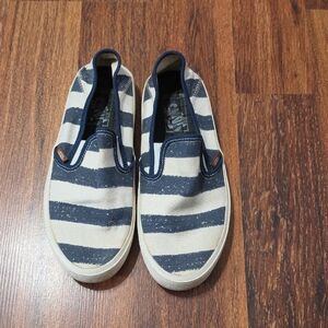 Vans Blue and White Striped Slip-On Sneakers
